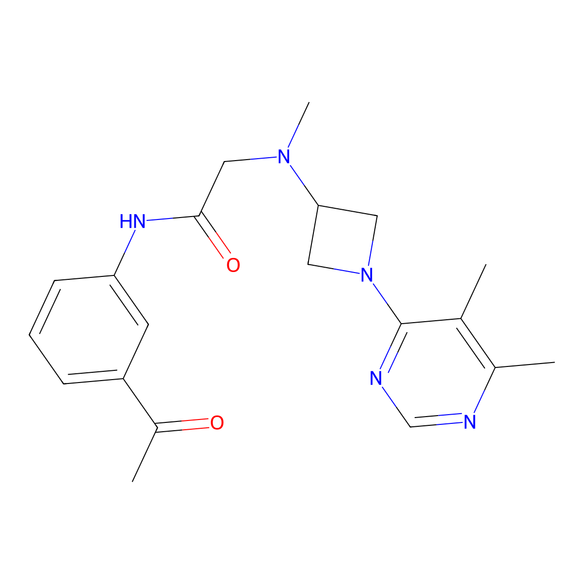 N-(3-acetylphenyl)-2-{[1-(5,6-dimethylpyrimidin-4-yl)azetidin-3-yl](methyl)amino}acetamide molecular structure, CAS 3054540-95-0