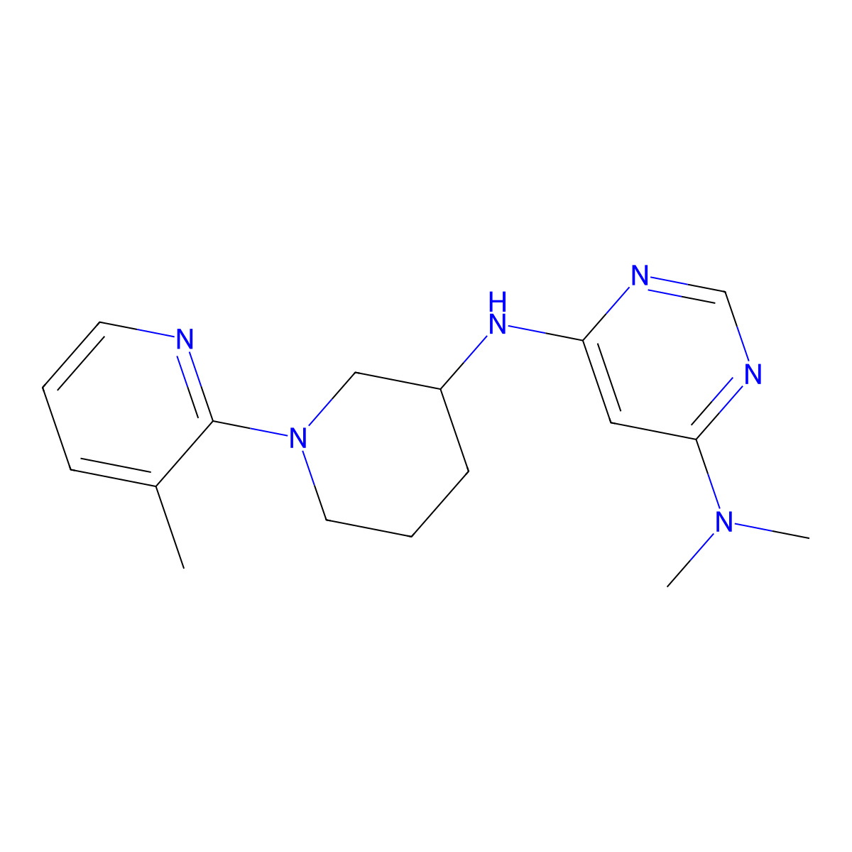 N4,N4-dimethyl-N6-[1-(3-methylpyridin-2-yl)piperidin-3-yl]pyrimidine-4,6-diamine molecular structure, CAS 3054540-96-1