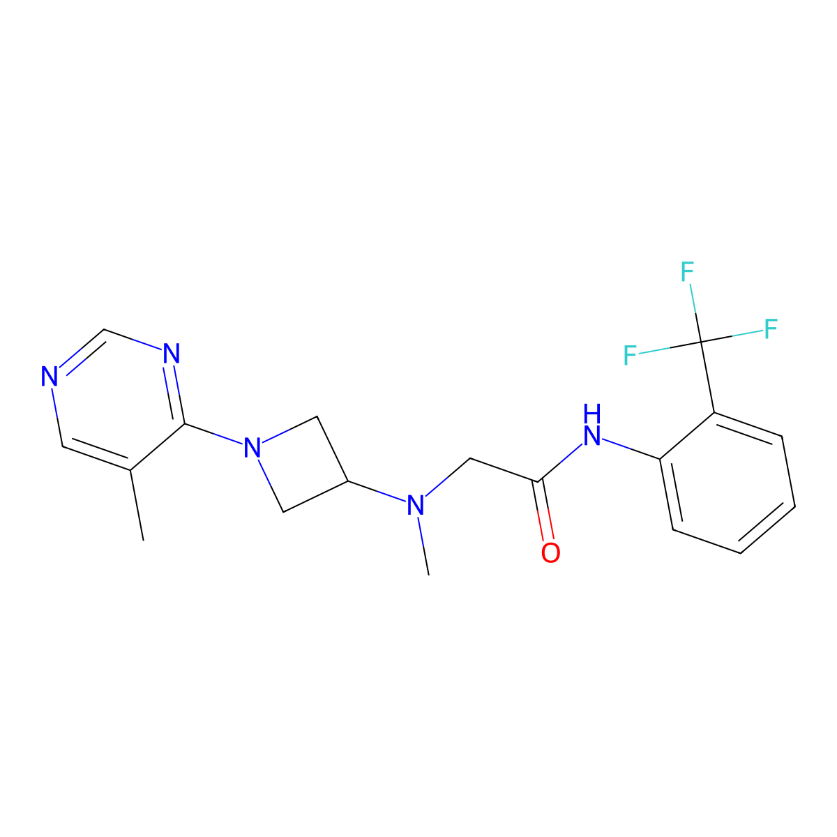 2-{methyl[1-(5-methylpyrimidin-4-yl)azetidin-3-yl]amino}-N-[2-(trifluoromethyl)phenyl]acetamide molecular structure, CAS 3054540-97-2