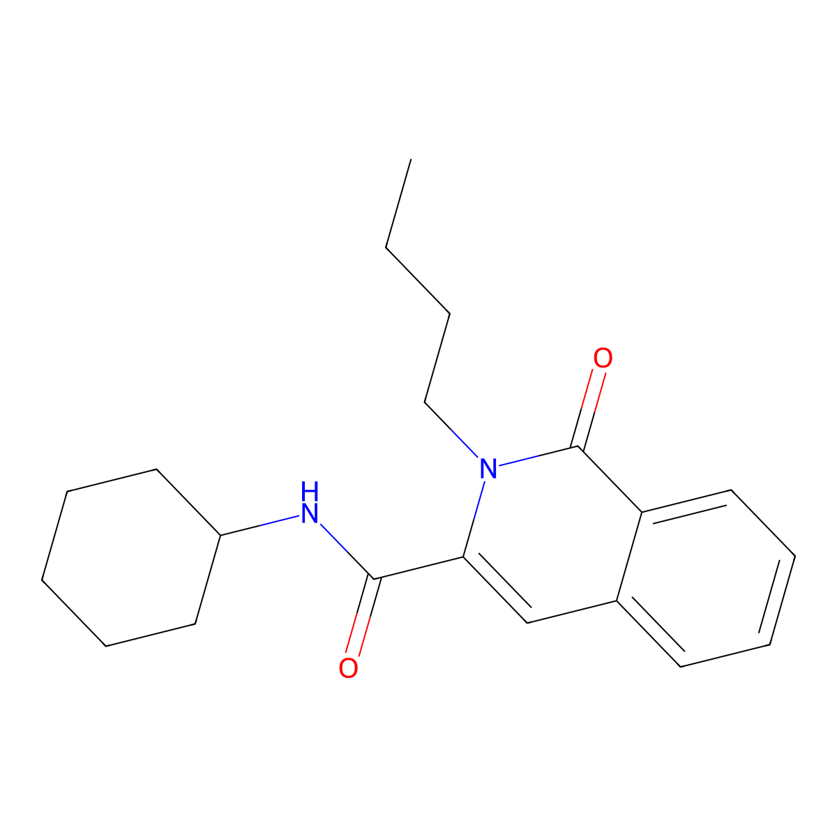 2-butyl-N-cyclohexyl-1-oxo-1,2-dihydroisoquinoline-3-carboxamide molecular structure, CAS 3054541-00-0