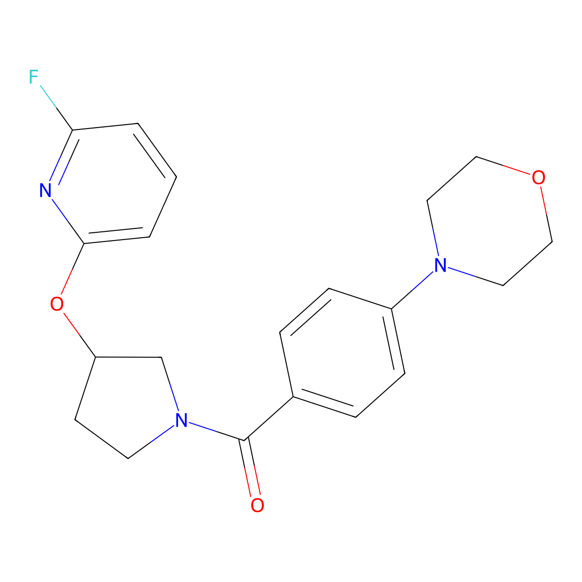 4-(4-{3-[(6-Fluoropyridin-2-yl)oxy]pyrrolidine-1-carbonyl}phenyl)morpholine molecular structure, CAS 3054541-01-1