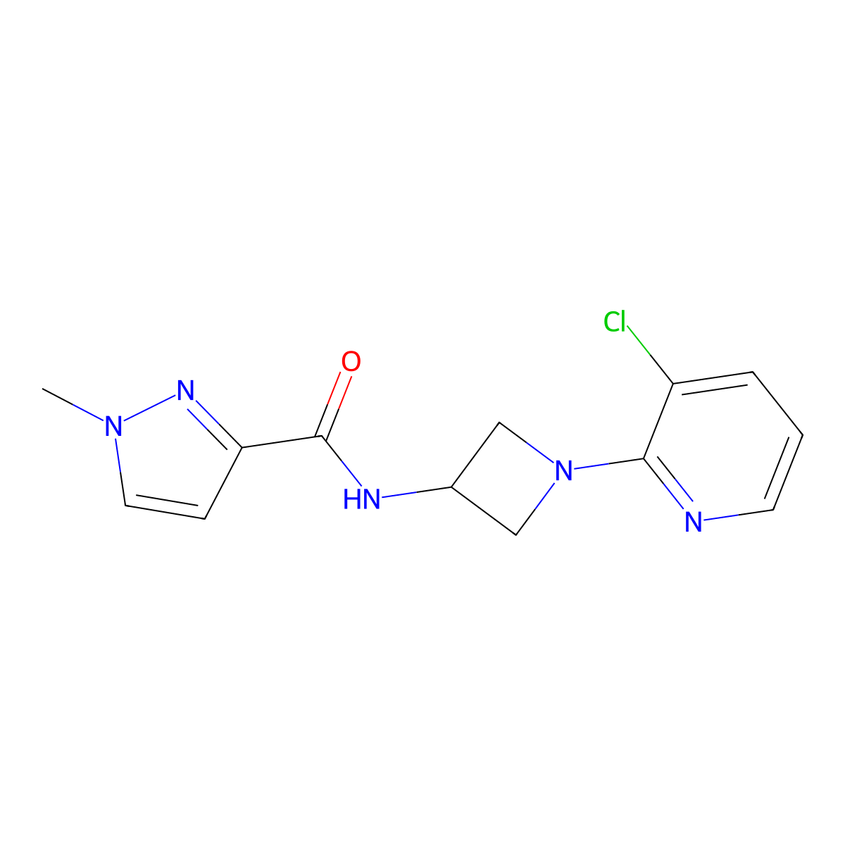 N-[1-(3-chloropyridin-2-yl)azetidin-3-yl]-1-methyl-1H-pyrazole-3-carboxamide molecular structure, CAS 3054541-05-5
