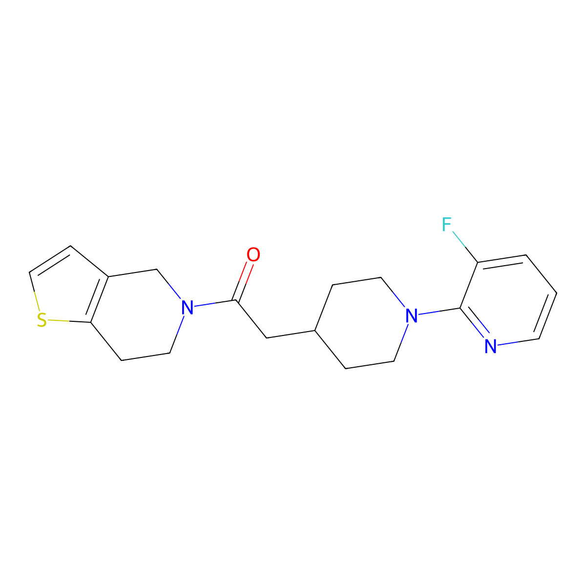2-[1-(3-fluoropyridin-2-yl)piperidin-4-yl]-1-{4H,5H,6H,7H-thieno[3,2-c]pyridin-5-yl}ethan-1-one molecular structure, CAS 3054541-08-8