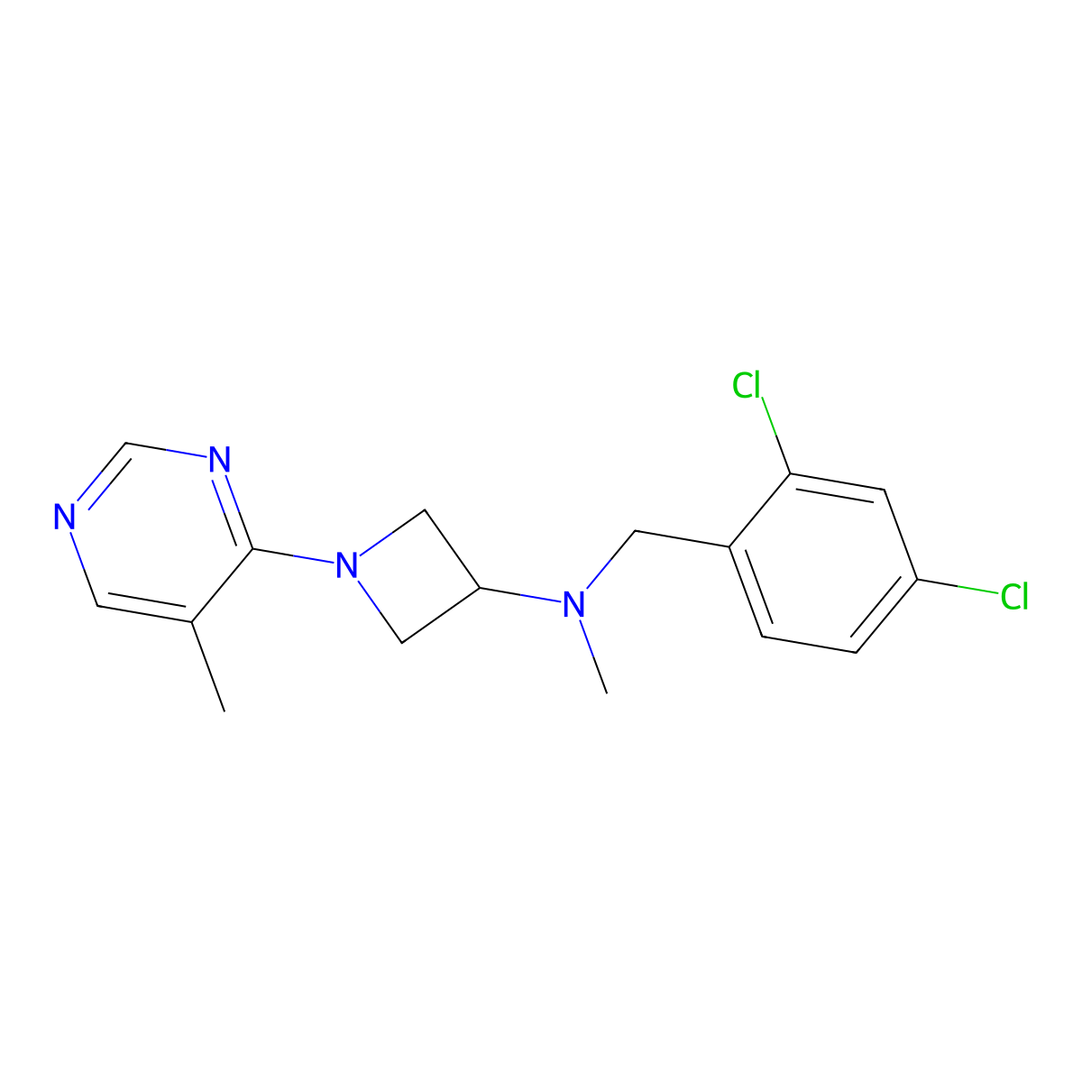 N-[(2,4-dichlorophenyl)methyl]-N-methyl-1-(5-methylpyrimidin-4-yl)azetidin-3-amine molecular structure, CAS 3054541-10-2