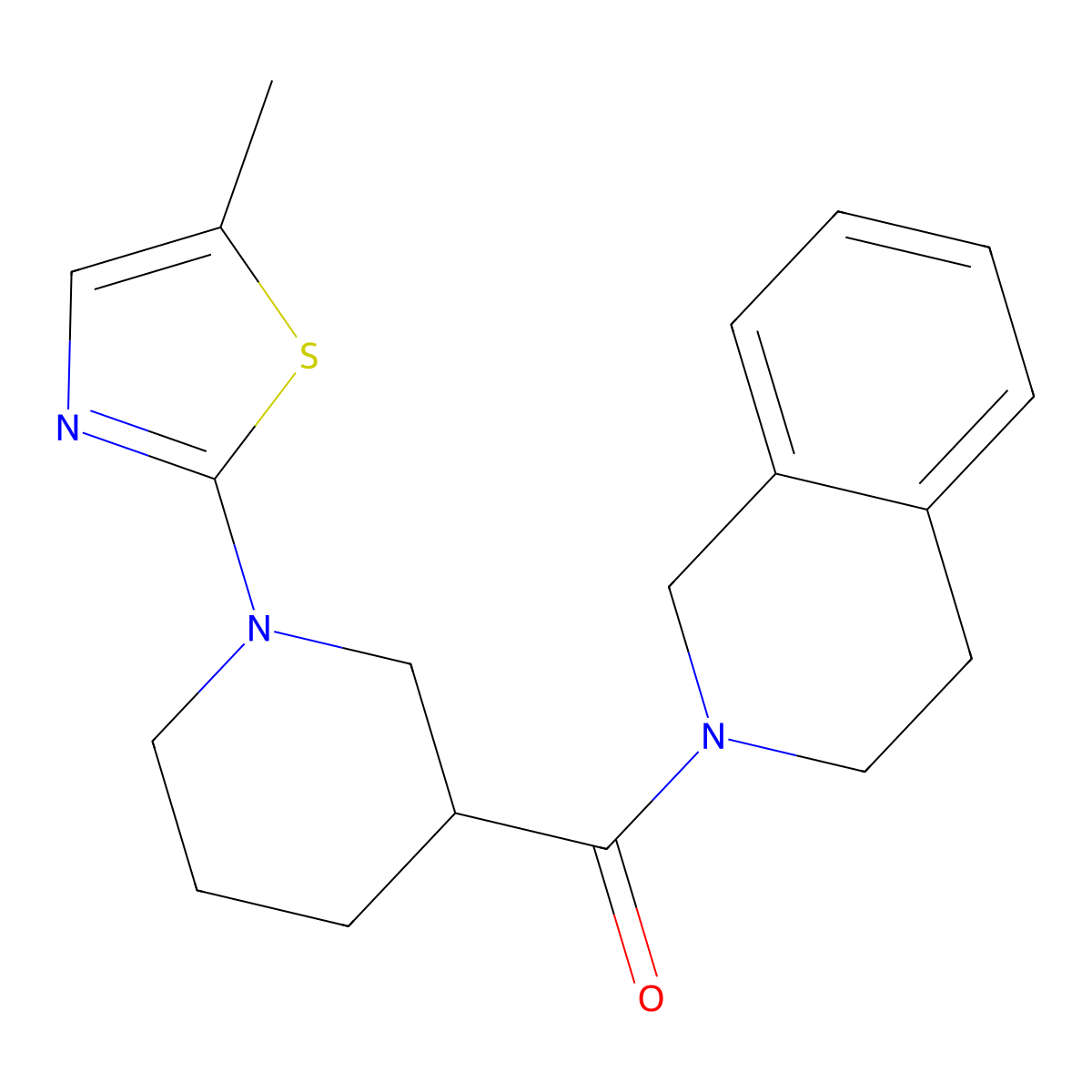 2-[1-(5-Methyl-1,3-thiazol-2-yl)piperidine-3-carbonyl]-1,2,3,4-tetrahydroisoquinoline molecular structure, CAS 3054541-17-9