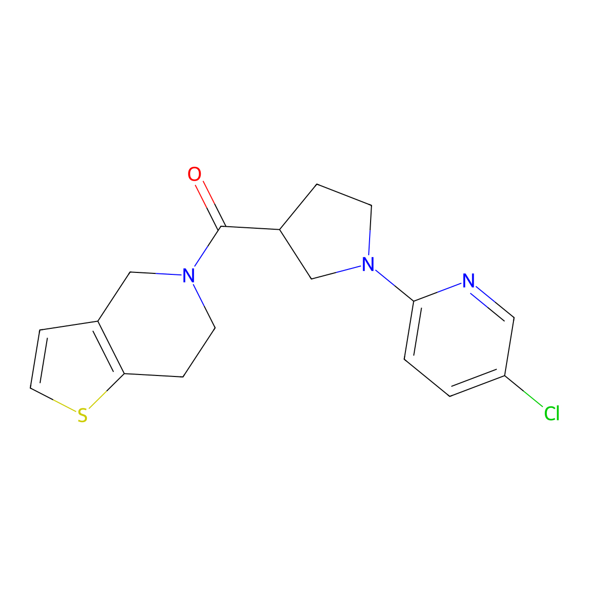 5-chloro-2-(3-{4H,5H,6H,7H-thieno[3,2-c]pyridine-5-carbonyl}pyrrolidin-1-yl)pyridine molecular structure, CAS 3054541-20-4