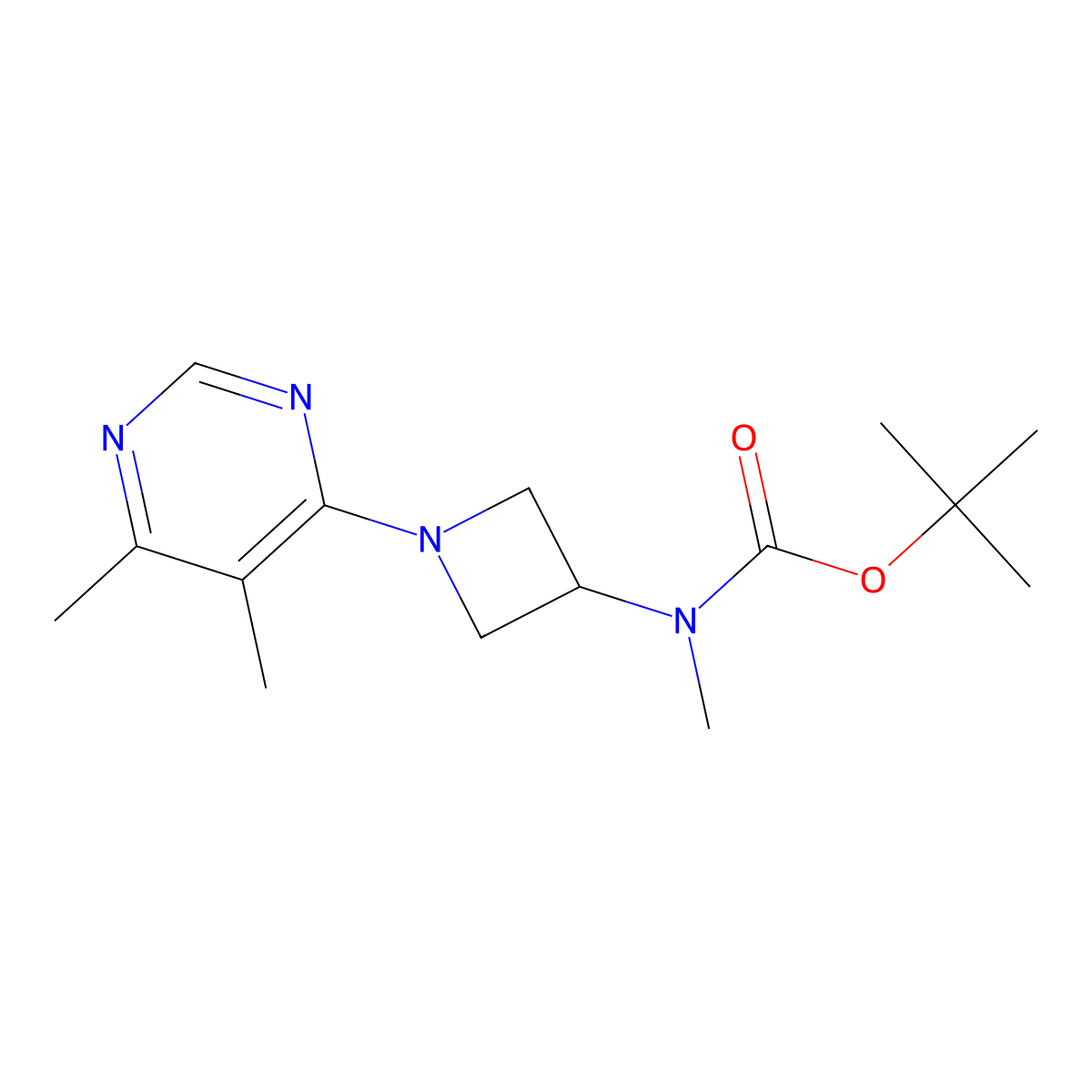 tert-butyl N-[1-(5,6-dimethylpyrimidin-4-yl)azetidin-3-yl]-N-methylcarbamate molecular structure, CAS 3054541-22-6
