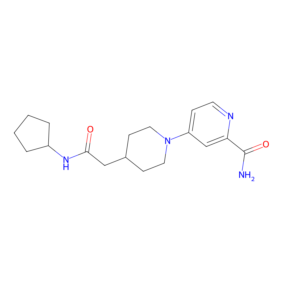 4-{4-[(Cyclopentylcarbamoyl)methyl]piperidin-1-yl}pyridine-2-carboxamide molecular structure, CAS 3054541-23-7