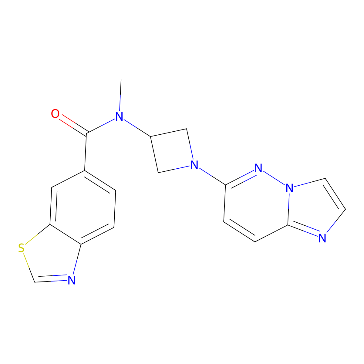 N-(1-{imidazo[1,2-b]pyridazin-6-yl}azetidin-3-yl)-N-methyl-1,3-benzothiazole-6-carboxamide molecular structure, CAS 3054541-24-8