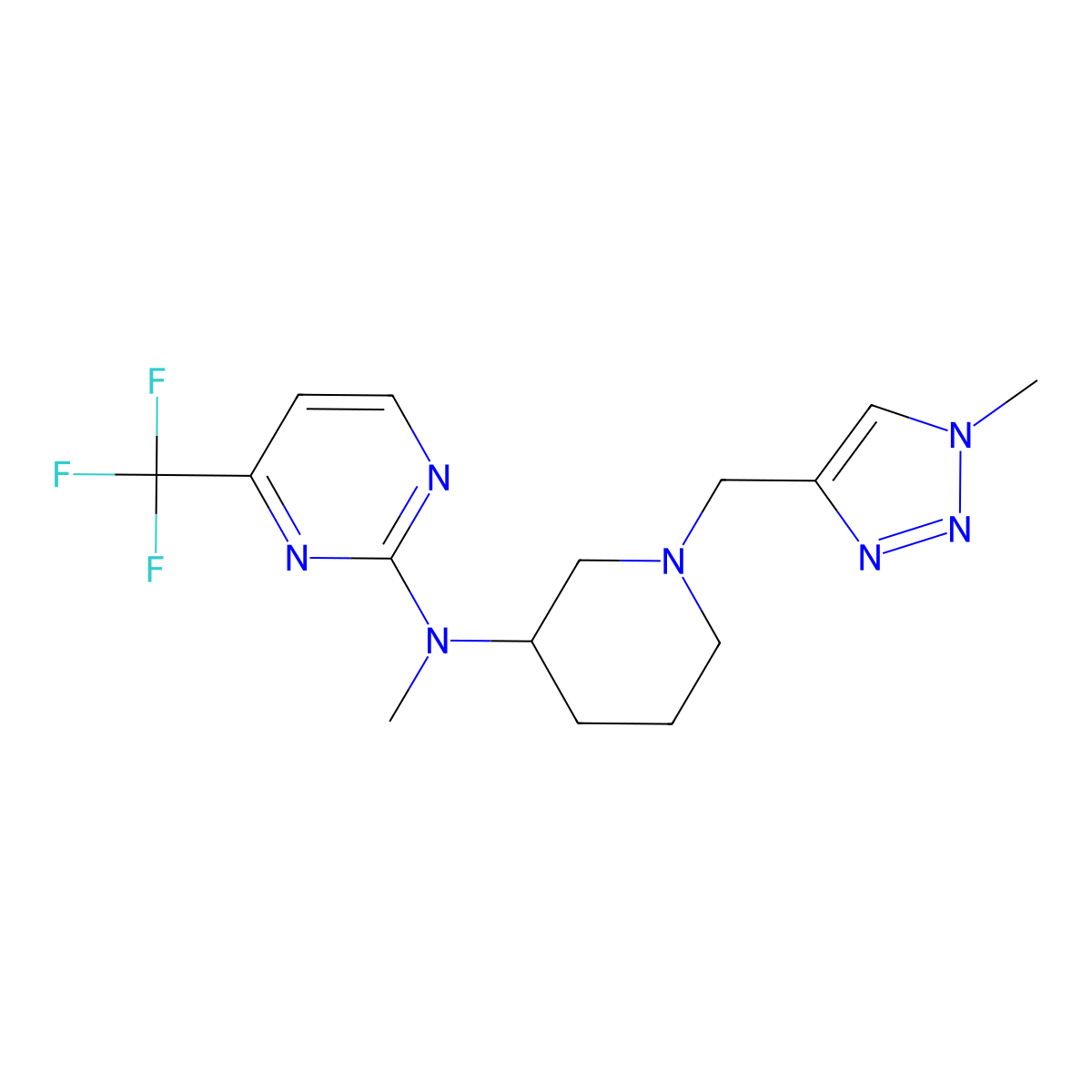 N-methyl-N-{1-[(1-methyl-1H-1,2,3-triazol-4-yl)methyl]piperidin-3-yl}-4-(trifluoromethyl)pyrimidin-2-amine molecular structure, CAS 3054541-26-0