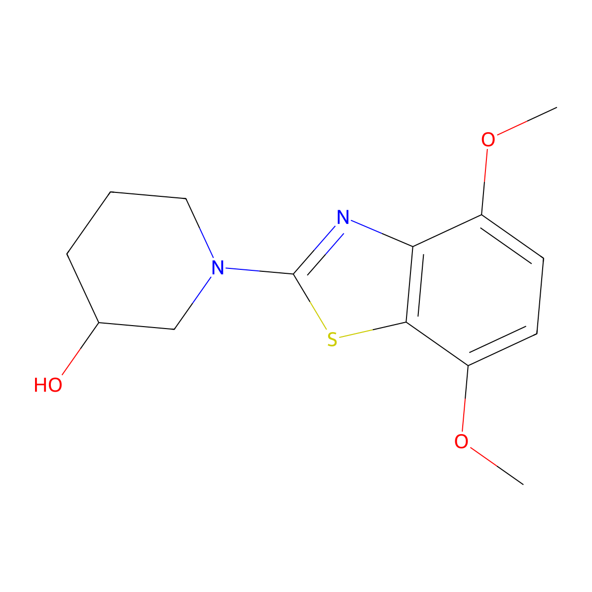1-(4,7-Dimethoxy-1,3-benzothiazol-2-yl)piperidin-3-ol molecular structure, CAS 3054541-31-7