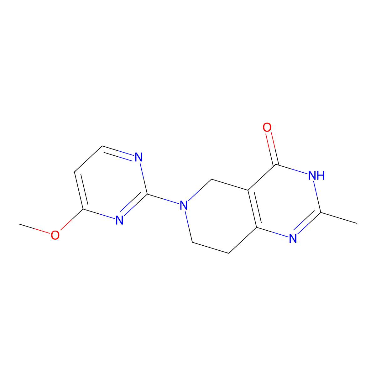 6-(4-methoxypyrimidin-2-yl)-2-methyl-3H,4H,5H,6H,7H,8H-pyrido[4,3-d]pyrimidin-4-one molecular structure, CAS 3054541-33-9