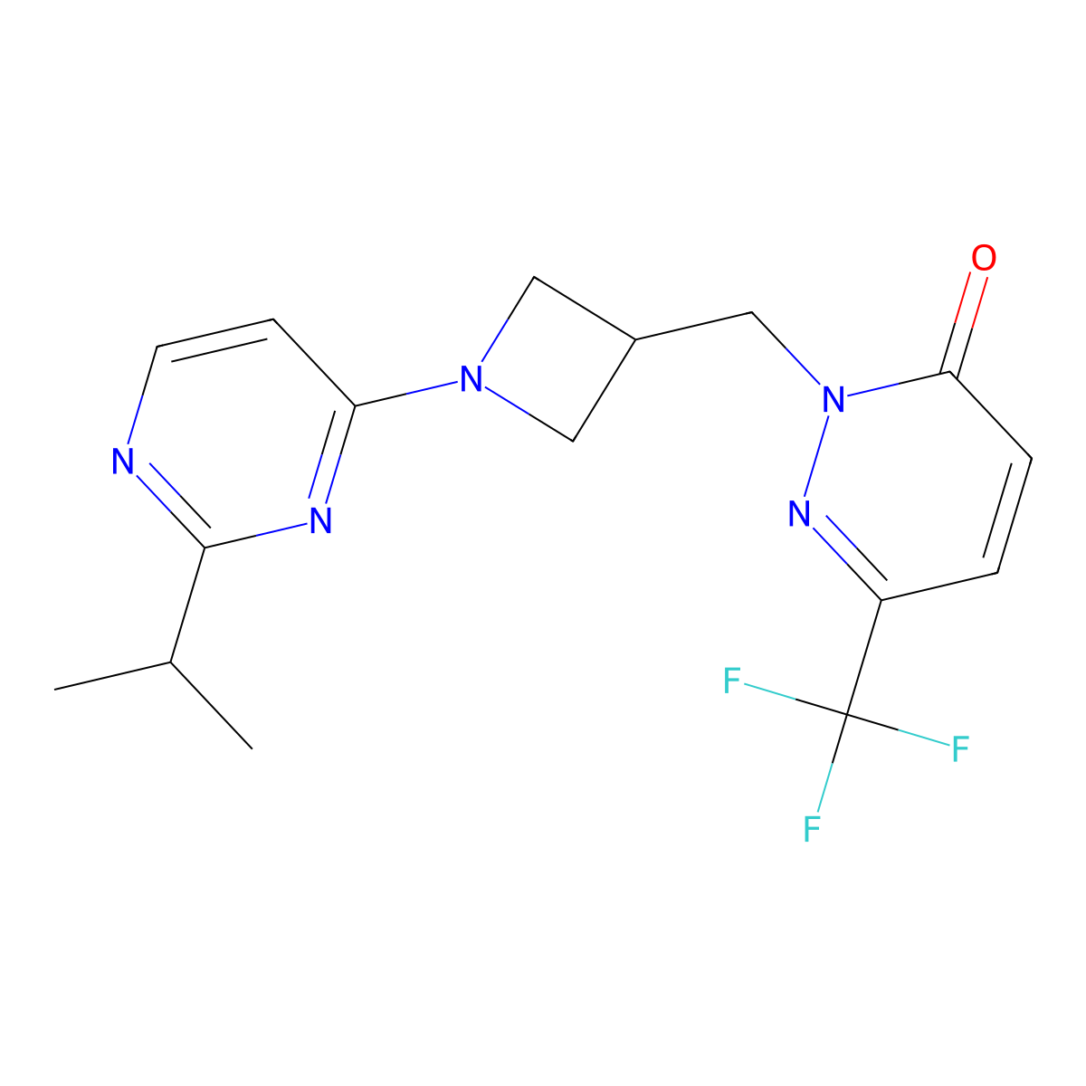 2-({1-[2-(Propan-2-yl)pyrimidin-4-yl]azetidin-3-yl}methyl)-6-(trifluoromethyl)-2,3-dihydropyridazin-3-one molecular structure, CAS 3054541-35-1