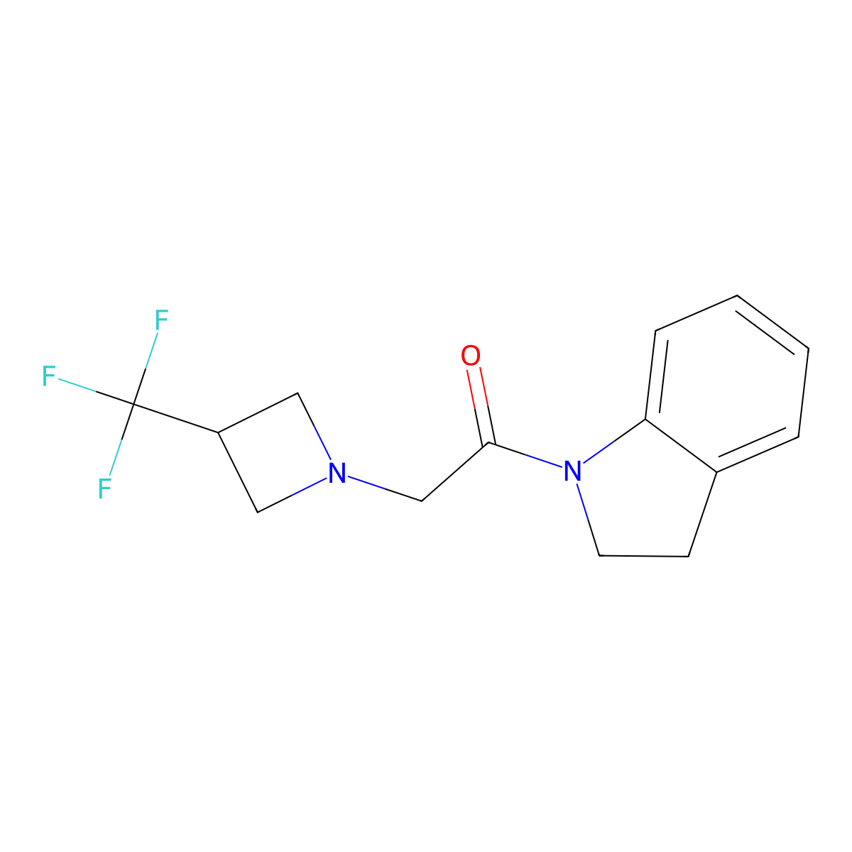 1-(2,3-dihydro-1H-indol-1-yl)-2-[3-(trifluoromethyl)azetidin-1-yl]ethan-1-one molecular structure, CAS 3054541-36-2