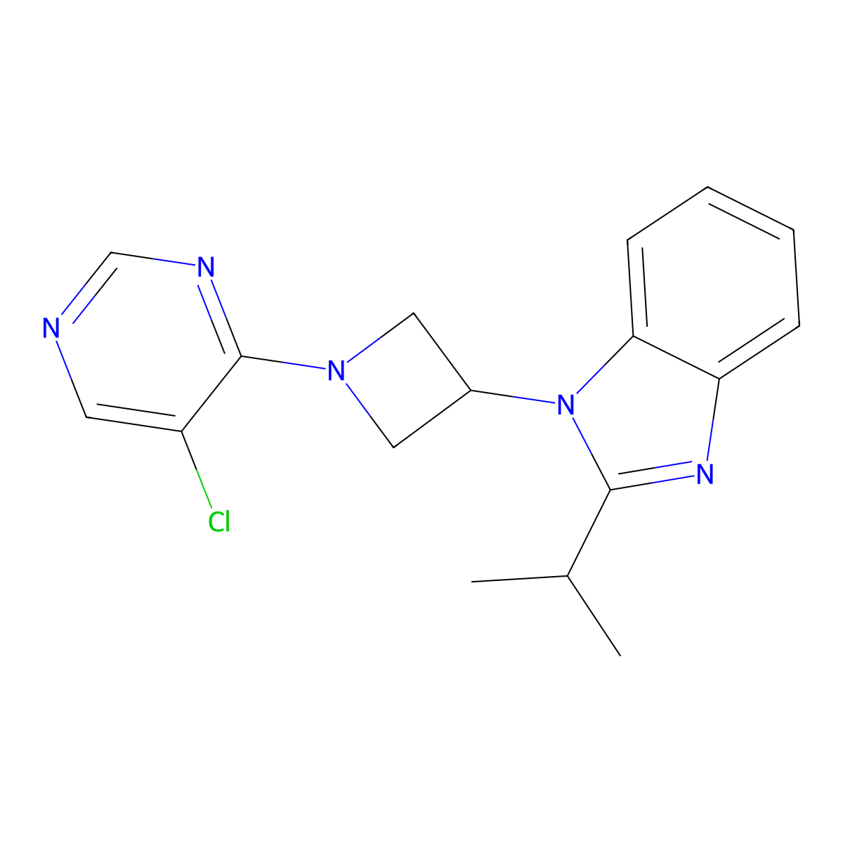 1-[1-(5-chloropyrimidin-4-yl)azetidin-3-yl]-2-(propan-2-yl)-1H-1,3-benzodiazole molecular structure, CAS 3054541-37-3
