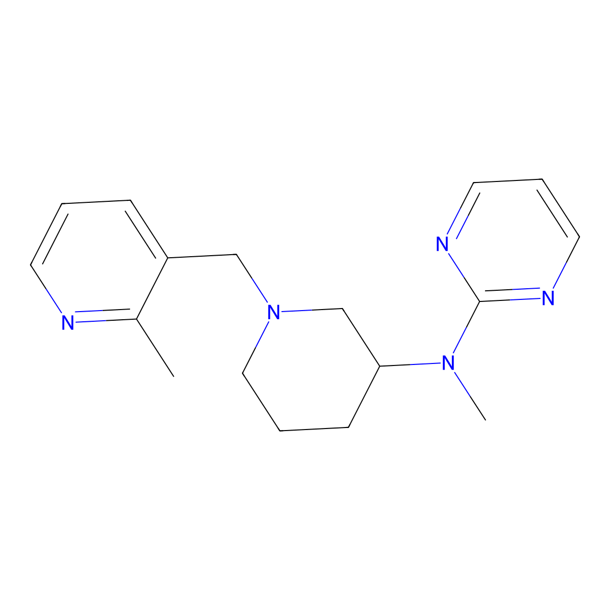 N-methyl-N-{1-[(2-methylpyridin-3-yl)methyl]piperidin-3-yl}pyrimidin-2-amine molecular structure, CAS 3054541-39-5