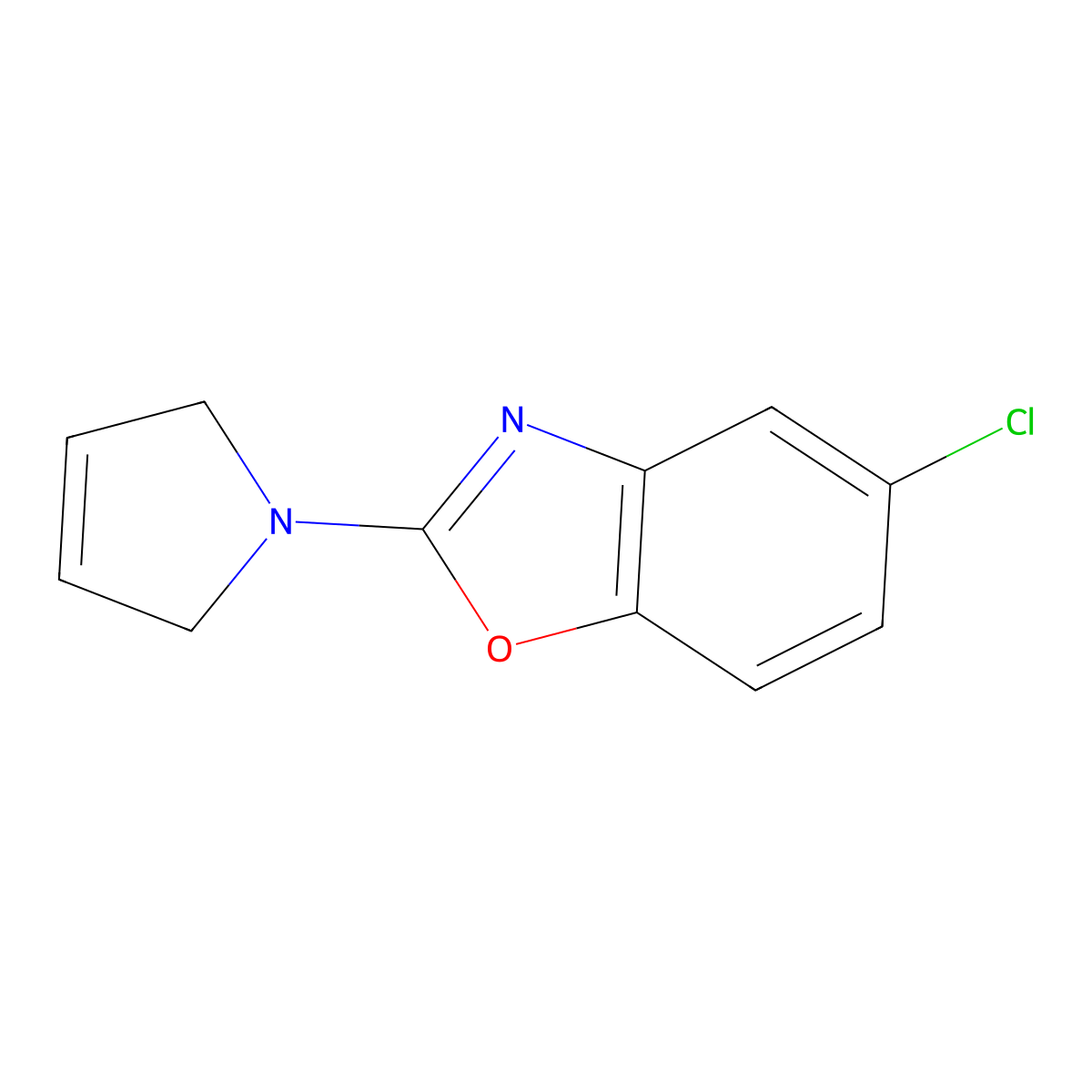 5-chloro-2-(2,5-dihydro-1H-pyrrol-1-yl)-1,3-benzoxazole molecular structure, CAS 3054541-48-6