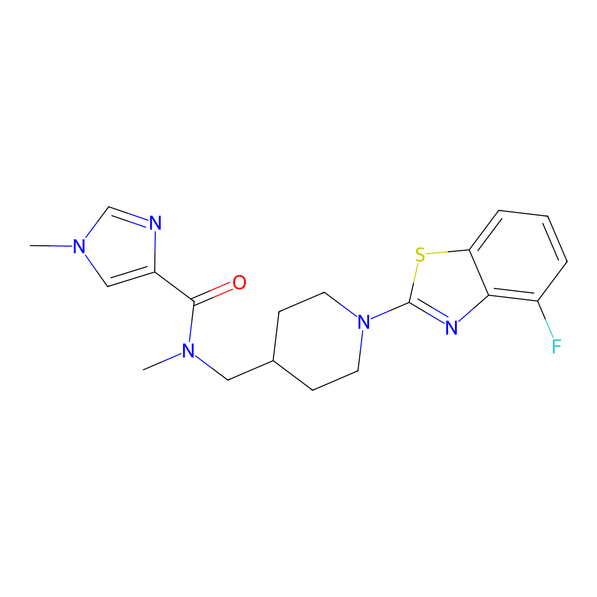 N-{[1-(4-fluoro-1,3-benzothiazol-2-yl)piperidin-4-yl]methyl}-N,1-dimethyl-1H-imidazole-4-carboxamide molecular structure, CAS 3054541-52-2