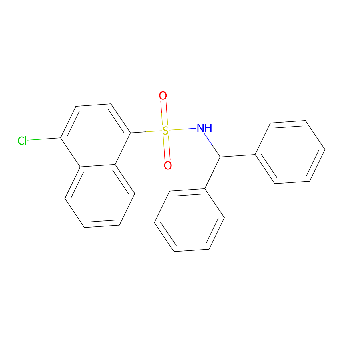 4-chloro-N-(diphenylmethyl)naphthalene-1-sulfonamide molecular structure, CAS 3054541-54-4