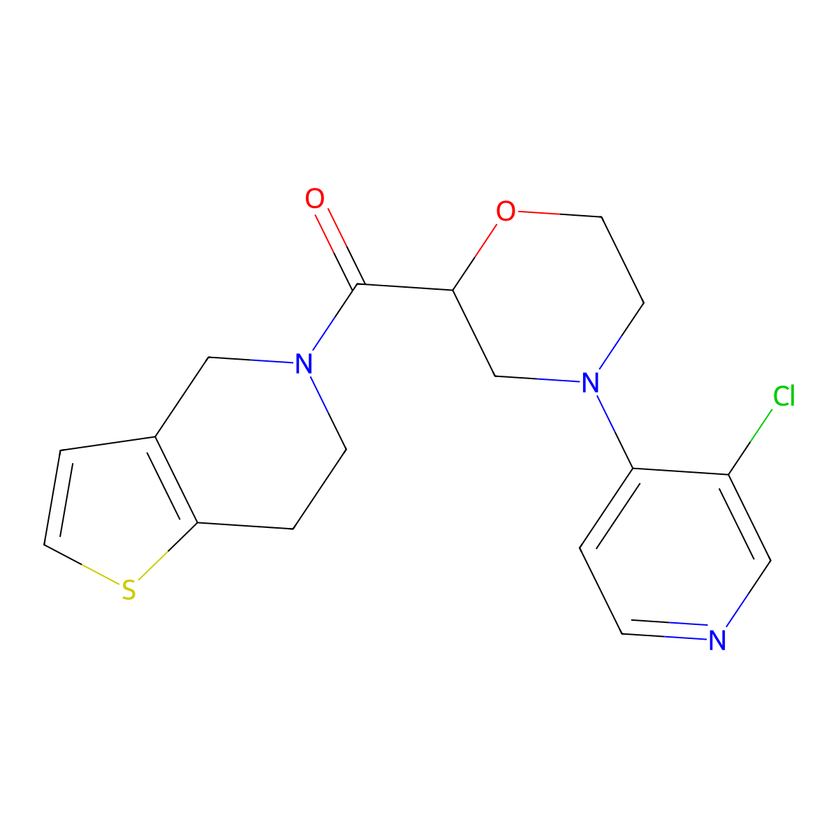 4-(3-chloropyridin-4-yl)-2-{4H,5H,6H,7H-thieno[3,2-c]pyridine-5-carbonyl}morpholine molecular structure, CAS 3054541-55-5