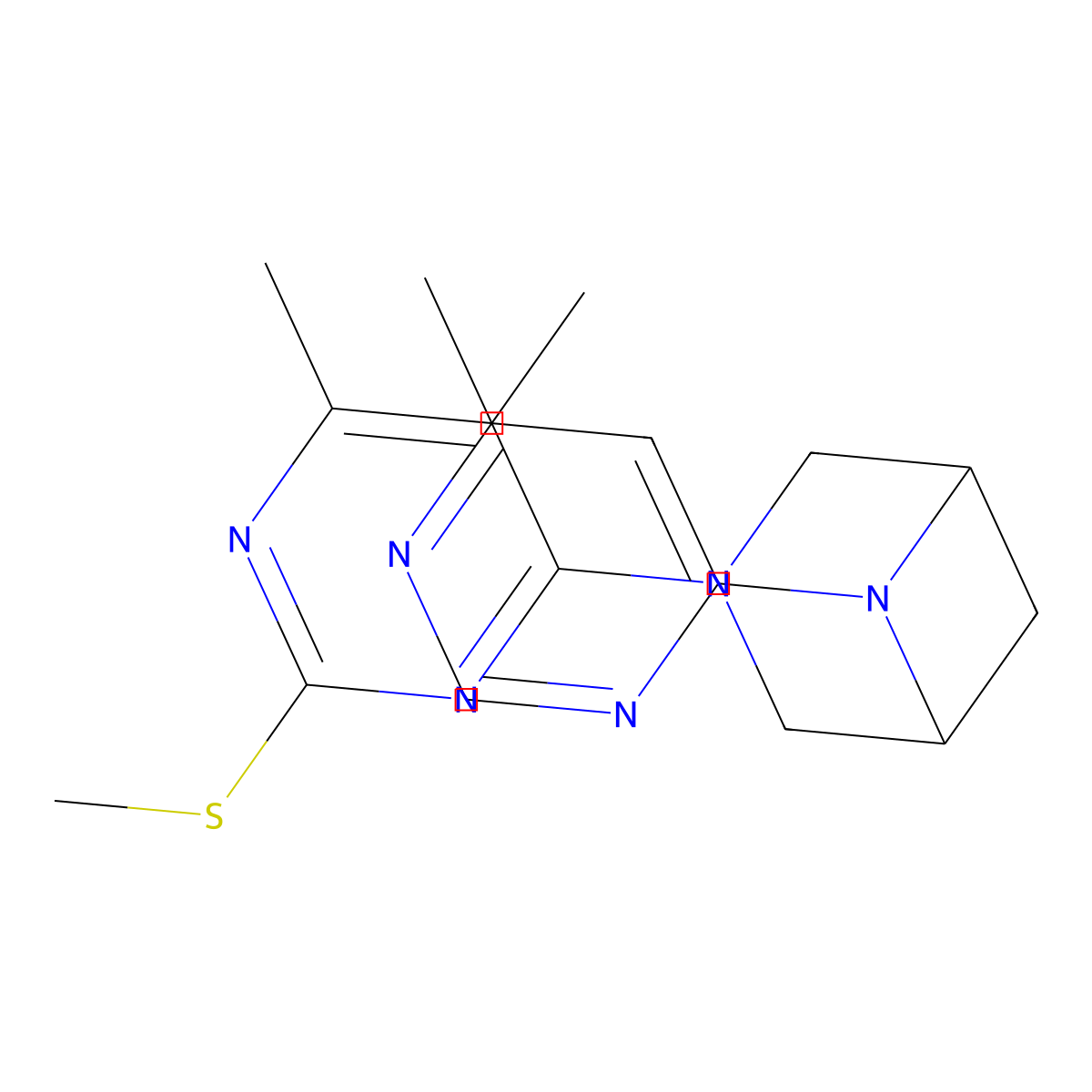 3-[5,6-Dimethyl-2-(methylsulfanyl)pyrimidin-4-yl]-6-(6-methylpyrimidin-4-yl)-3,6-diazabicyclo[3.1.1]heptane molecular structure, CAS 3054541-58-8