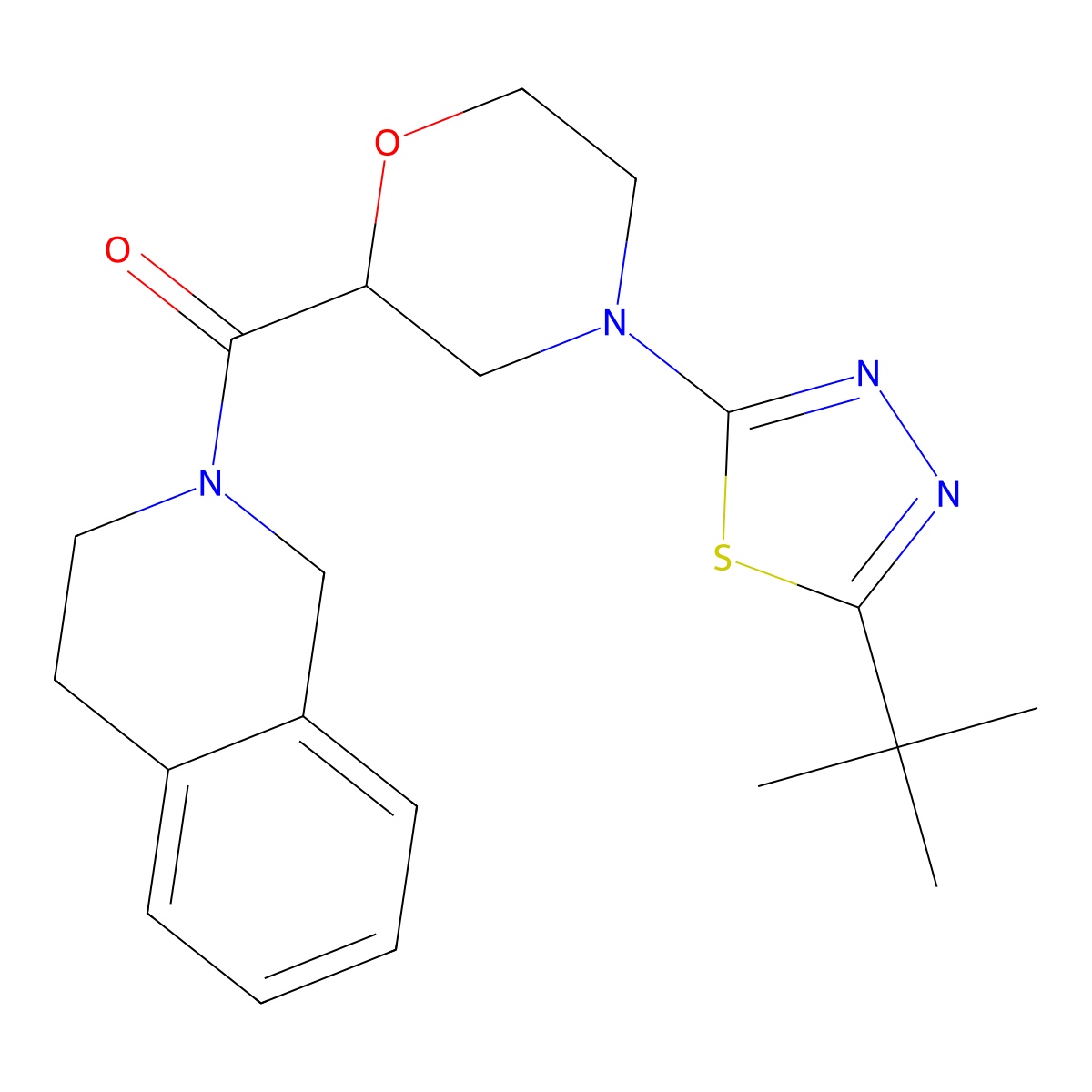 2-[4-(5-Tert-butyl-1,3,4-thiadiazol-2-yl)morpholine-2-carbonyl]-1,2,3,4-tetrahydroisoquinoline molecular structure, CAS 3054541-59-9