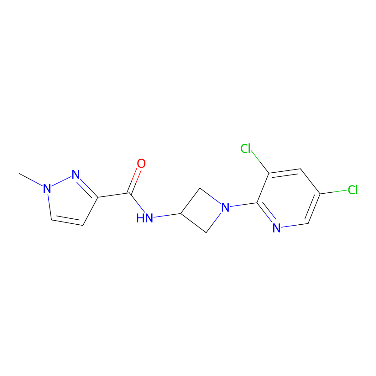 N-[1-(3,5-dichloropyridin-2-yl)azetidin-3-yl]-1-methyl-1H-pyrazole-3-carboxamide molecular structure, CAS 3054541-62-4