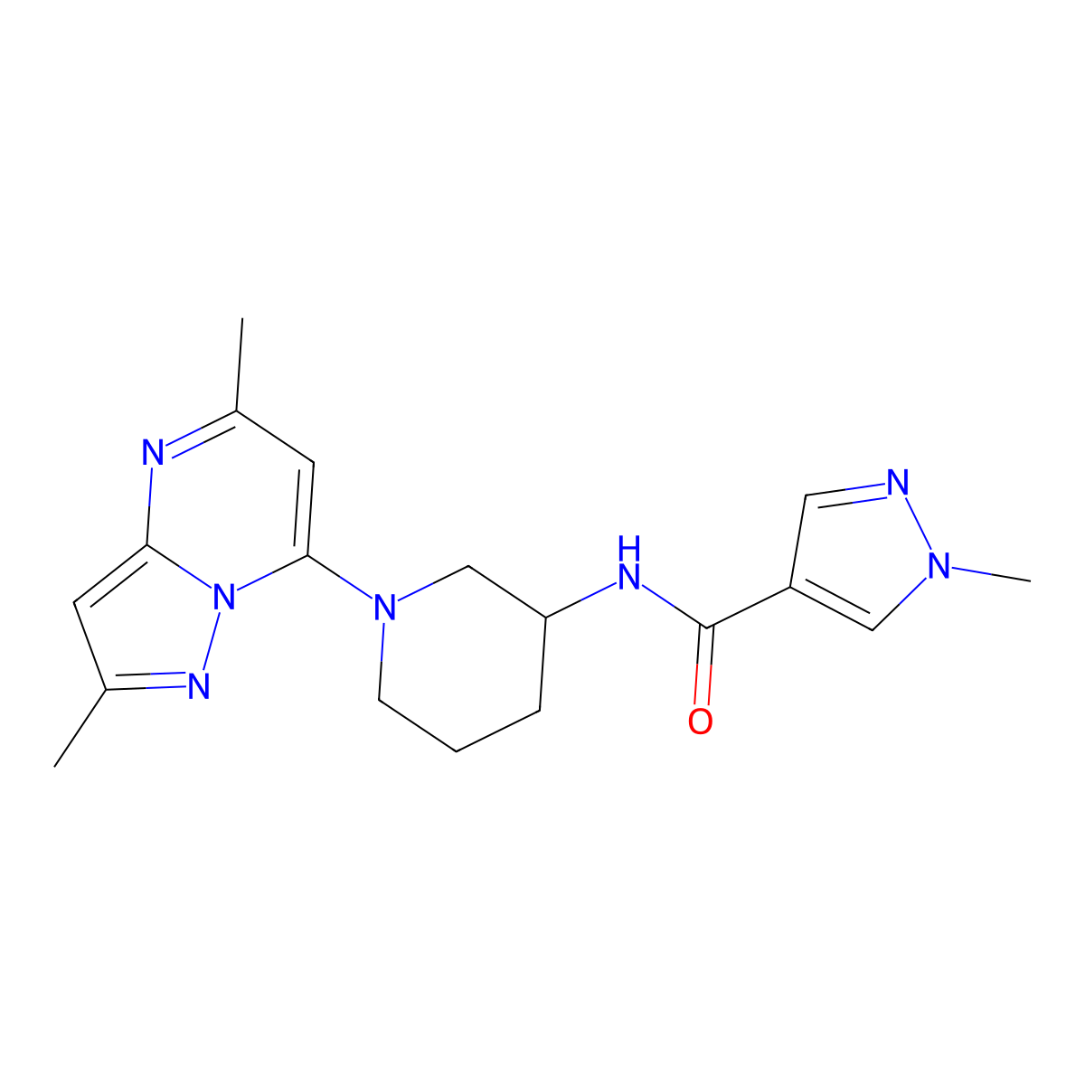 N-(1-{2,5-dimethylpyrazolo[1,5-a]pyrimidin-7-yl}piperidin-3-yl)-1-methyl-1H-pyrazole-4-carboxamide molecular structure, CAS 3054541-63-5