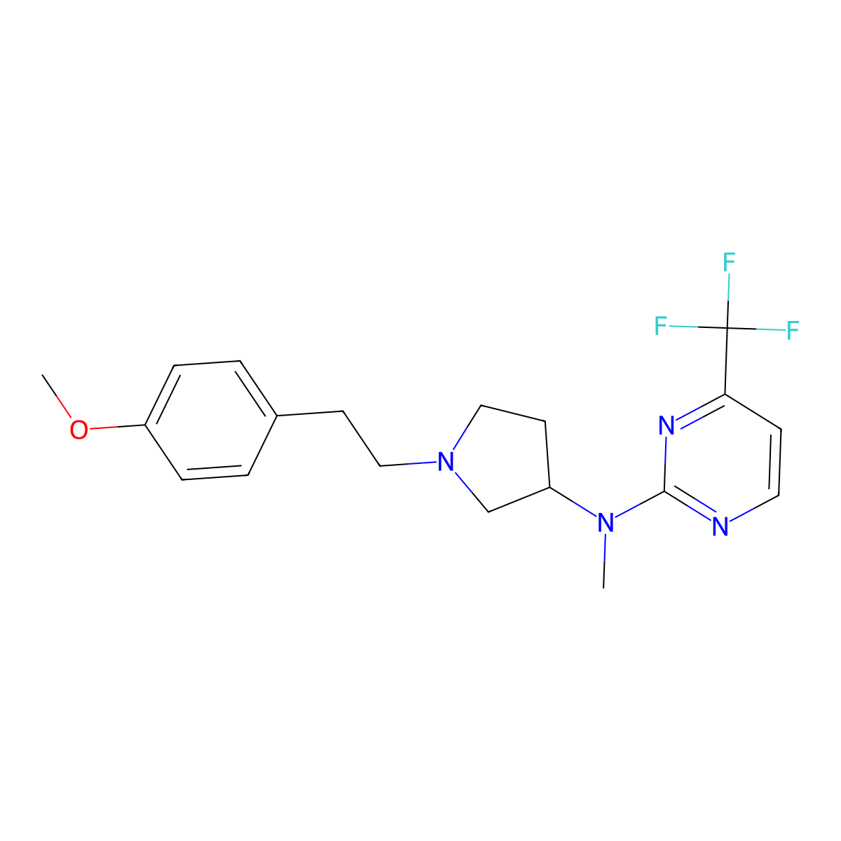 N-{1-[2-(4-methoxyphenyl)ethyl]pyrrolidin-3-yl}-N-methyl-4-(trifluoromethyl)pyrimidin-2-amine molecular structure, CAS 3054541-73-7