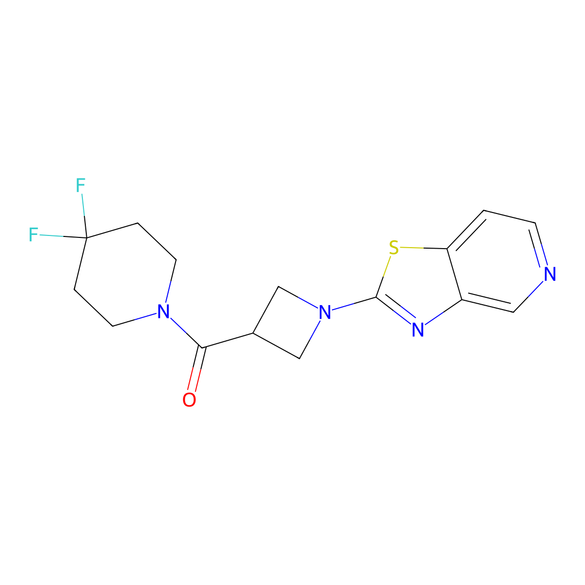 4,4-Difluoro-1-(1-{[1,3]thiazolo[4,5-c]pyridin-2-yl}azetidine-3-carbonyl)piperidine molecular structure, CAS 3054541-80-6
