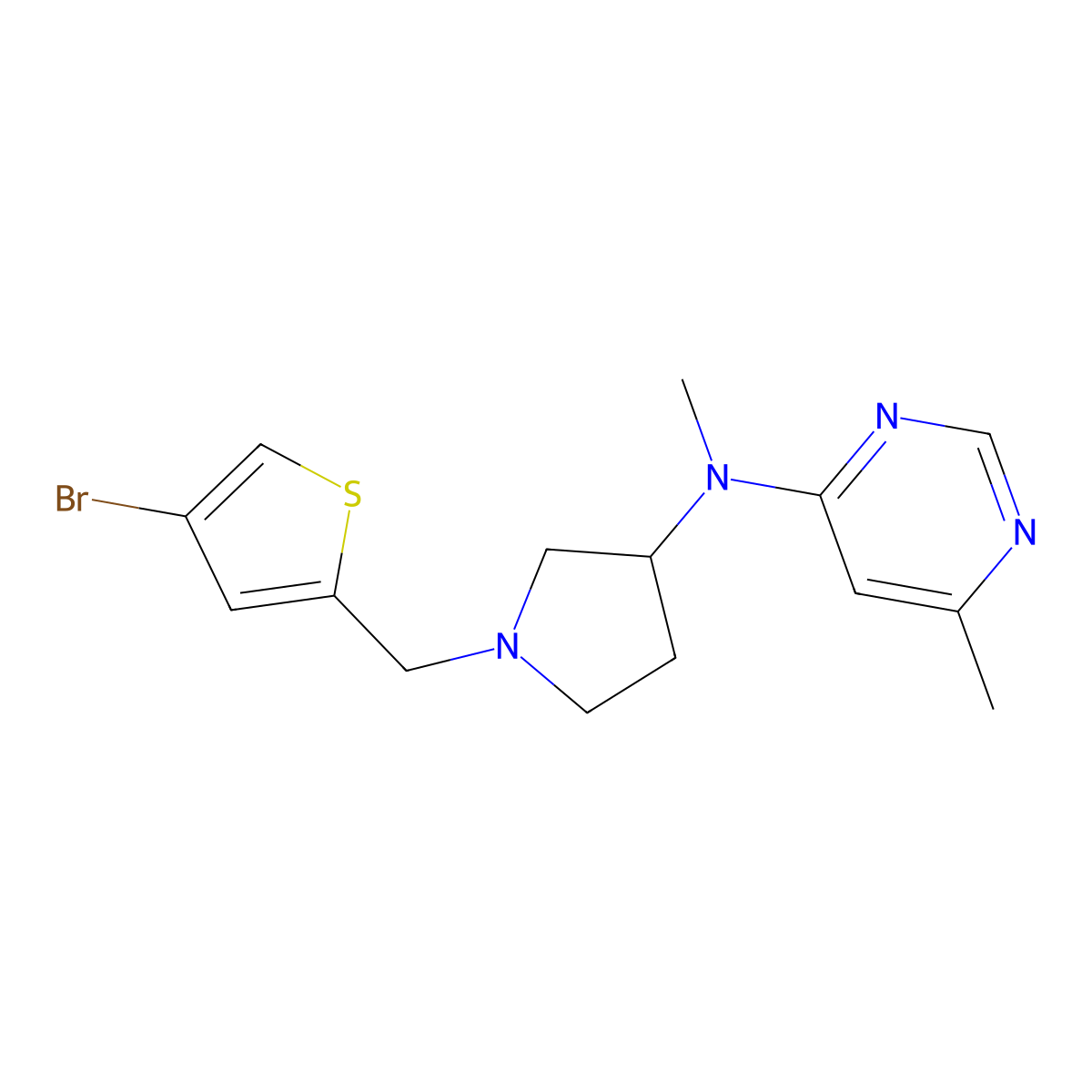N-{1-[(4-bromothiophen-2-yl)methyl]pyrrolidin-3-yl}-N,6-dimethylpyrimidin-4-amine molecular structure, CAS 3054541-90-8