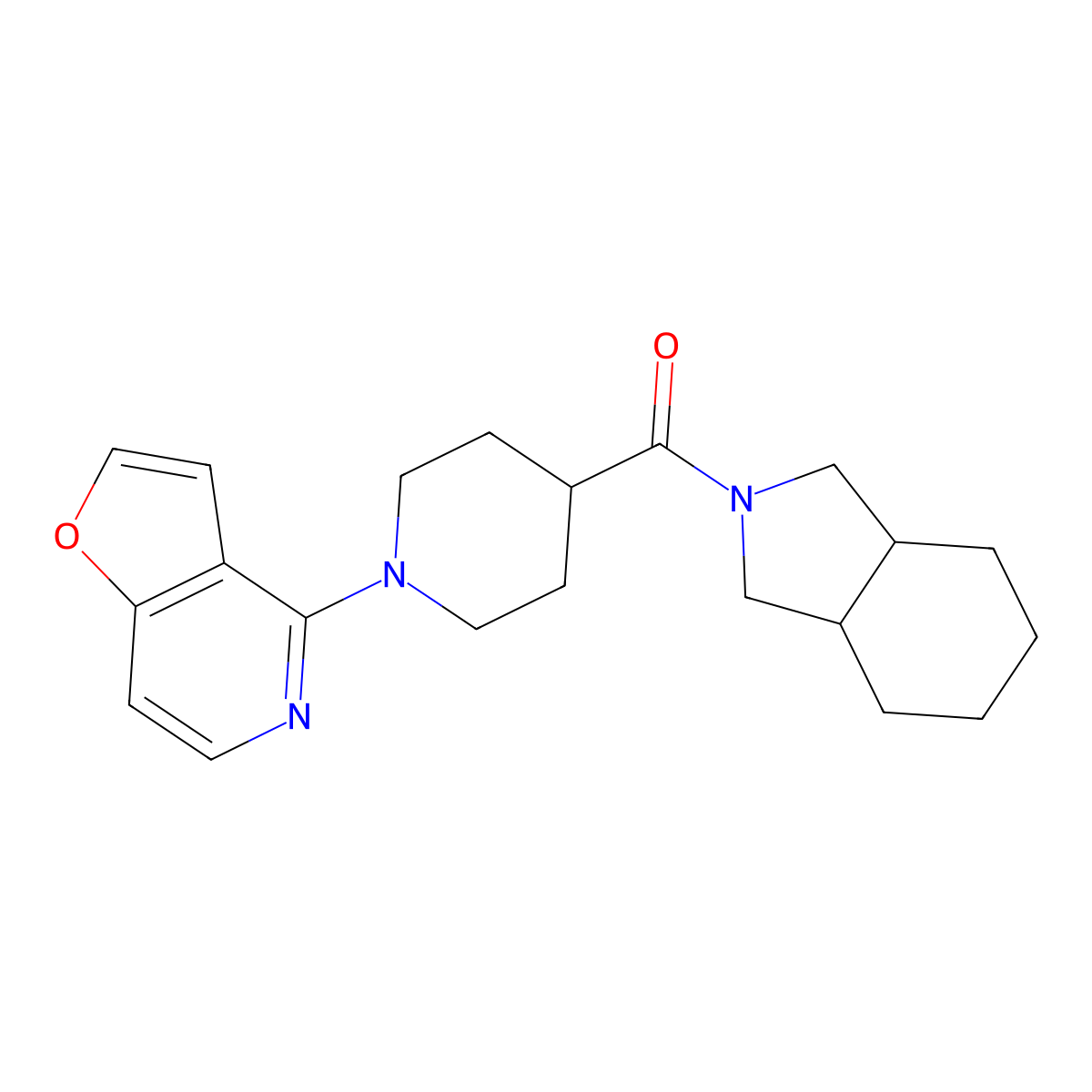 2-(1-{furo[3,2-c]pyridin-4-yl}piperidine-4-carbonyl)-octahydro-1H-isoindole molecular structure, CAS 3054542-00-3