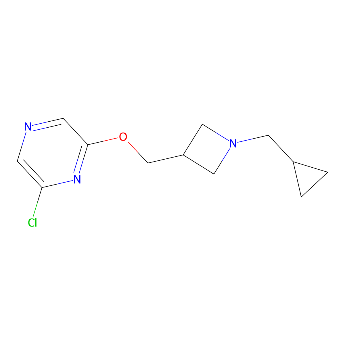 2-Chloro-6-{[1-(cyclopropylmethyl)azetidin-3-yl]methoxy}pyrazine molecular structure, CAS 3054542-01-4