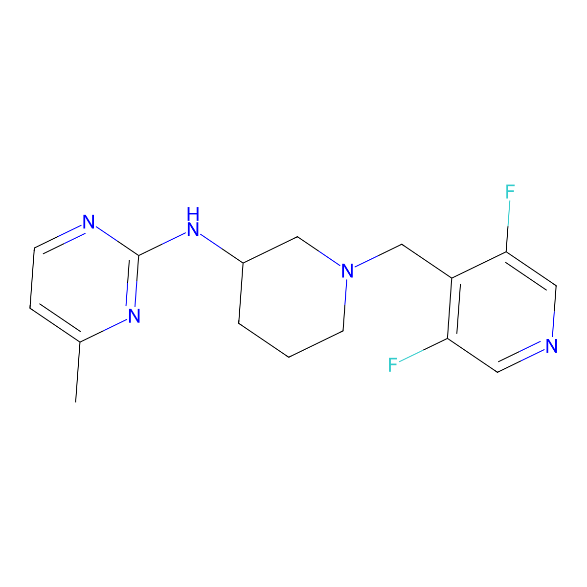 N-{1-[(3,5-difluoropyridin-4-yl)methyl]piperidin-3-yl}-4-methylpyrimidin-2-amine molecular structure, CAS 3054542-03-6