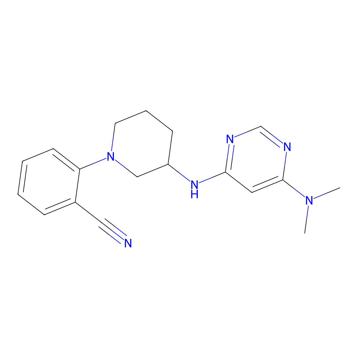 2-(3-{[6-(Dimethylamino)pyrimidin-4-yl]amino}piperidin-1-yl)benzonitrile molecular structure, CAS 3054542-04-7