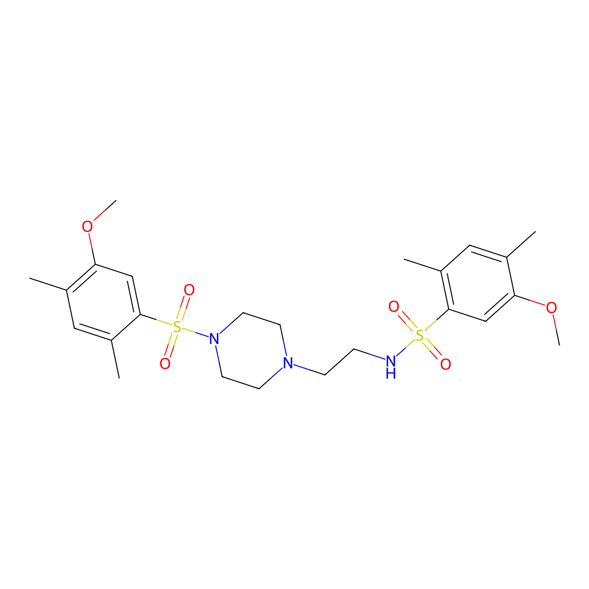 5-methoxy-N-{2-[4-(5-methoxy-2,4-dimethylbenzenesulfonyl)piperazin-1-yl]ethyl}-2,4-dimethylbenzene-1-sulfonamide molecular structure, CAS 3054542-15-0