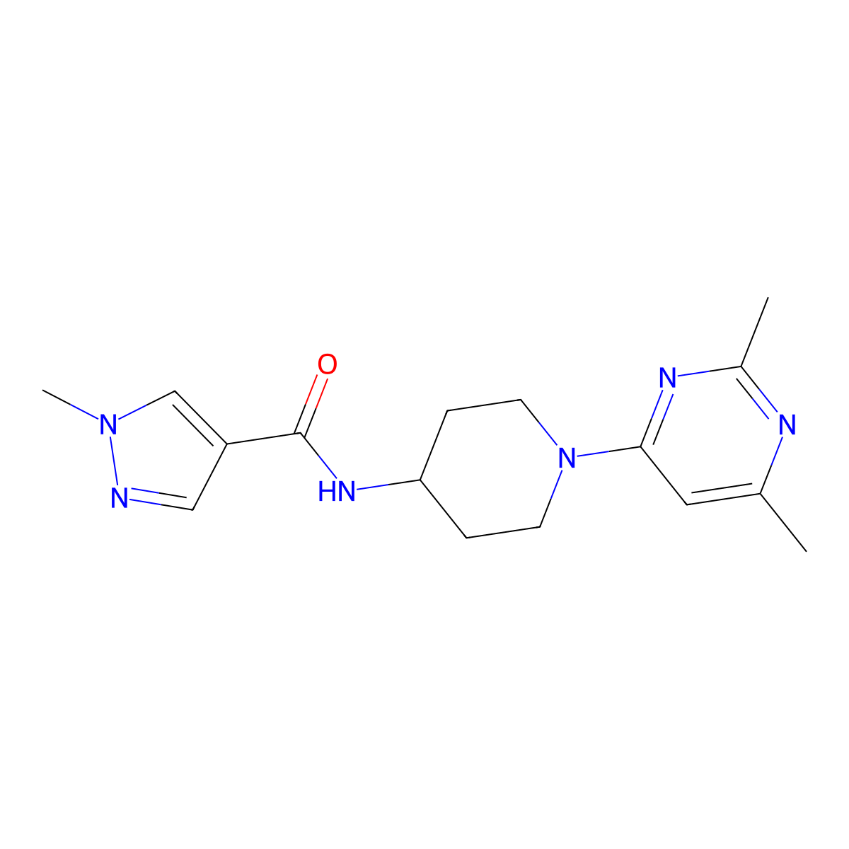N-[1-(2,6-dimethylpyrimidin-4-yl)piperidin-4-yl]-1-methyl-1H-pyrazole-4-carboxamide molecular structure, CAS 3054542-17-2