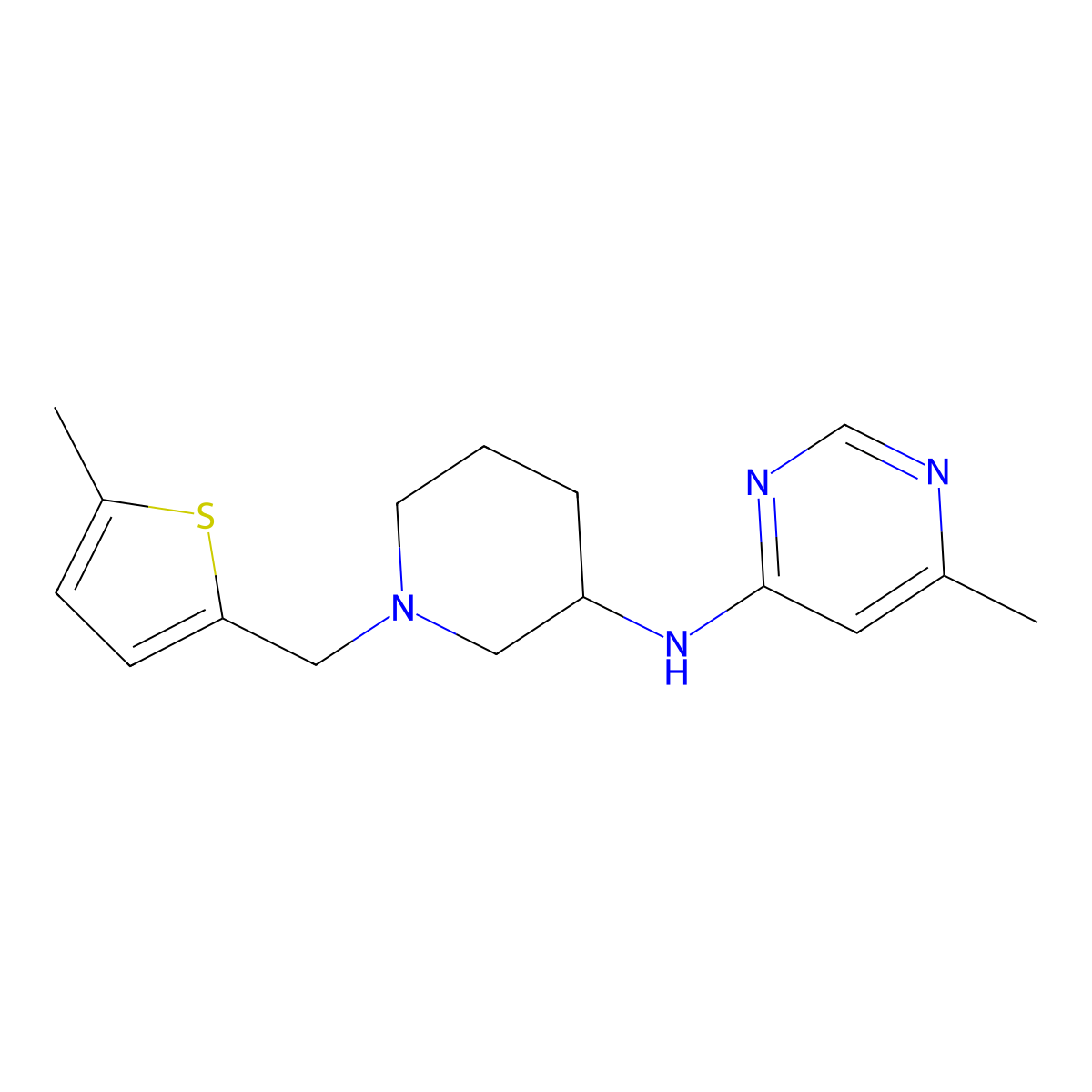 6-methyl-N-{1-[(5-methylthiophen-2-yl)methyl]piperidin-3-yl}pyrimidin-4-amine molecular structure, CAS 3054542-20-7