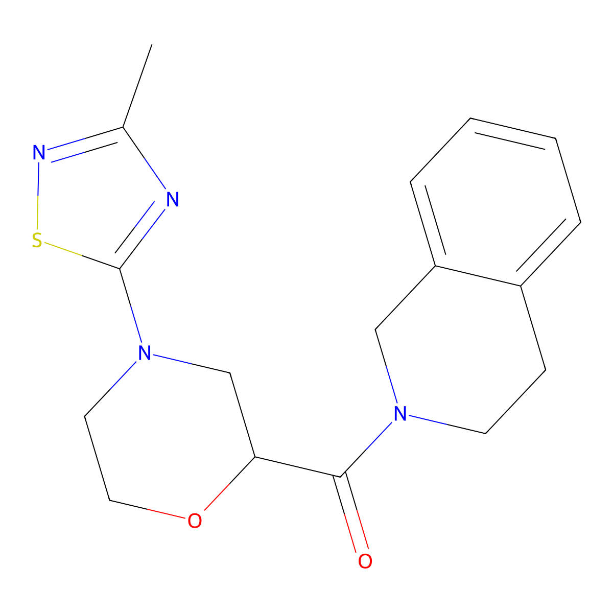 2-[4-(3-Methyl-1,2,4-thiadiazol-5-yl)morpholine-2-carbonyl]-1,2,3,4-tetrahydroisoquinoline molecular structure, CAS 3054542-25-2