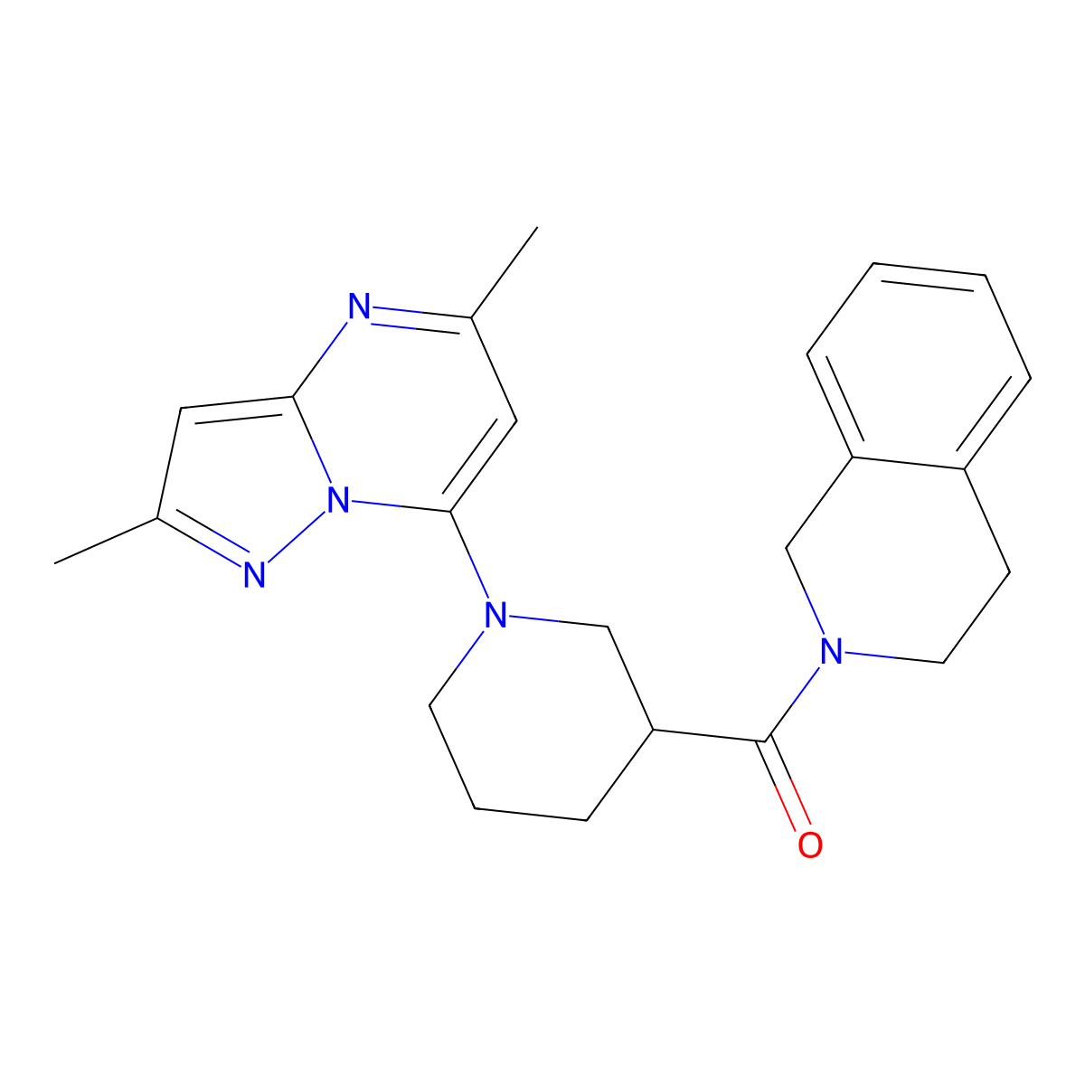2-(1-{2,5-Dimethylpyrazolo[1,5-a]pyrimidin-7-yl}piperidine-3-carbonyl)-1,2,3,4-tetrahydroisoquinoline molecular structure, CAS 3054542-29-6