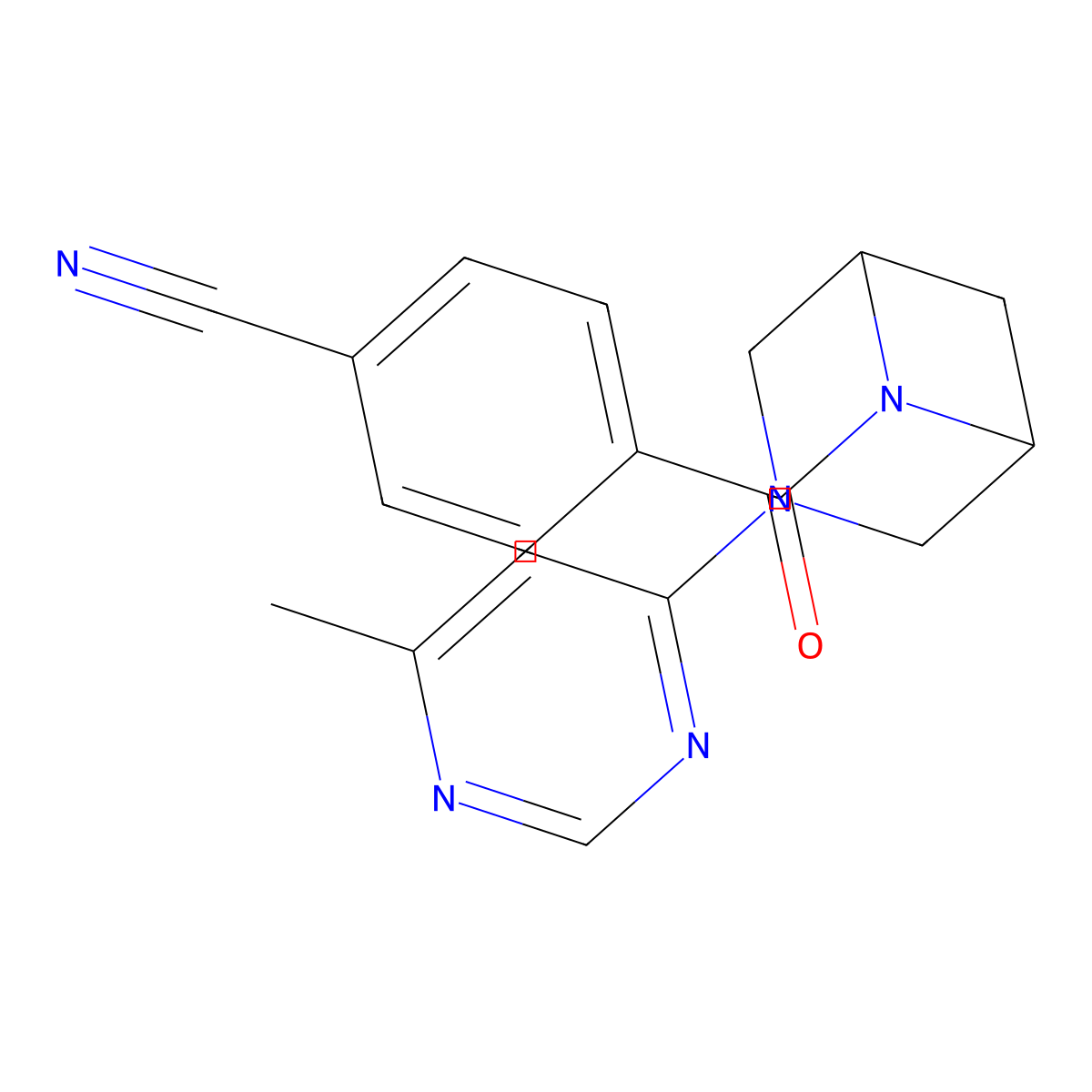 4-[3-(6-Methylpyrimidin-4-yl)-3,6-diazabicyclo[3.1.1]heptane-6-carbonyl]benzonitrile molecular structure, CAS 3054542-30-9
