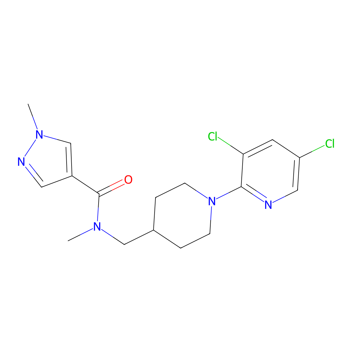 N-{[1-(3,5-dichloropyridin-2-yl)piperidin-4-yl]methyl}-N,1-dimethyl-1H-pyrazole-4-carboxamide molecular structure, CAS 3054542-31-0
