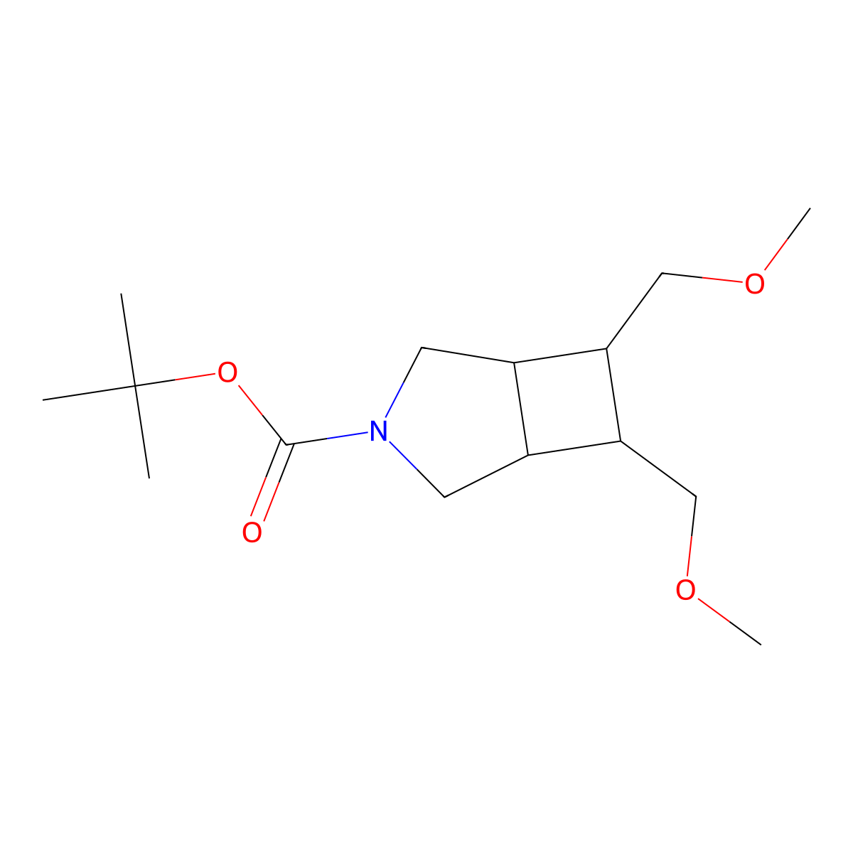 Tert-butyl 6,7-bis(methoxymethyl)-3-azabicyclo[3.2.0]heptane-3-carboxylate molecular structure, CAS 3054542-33-2