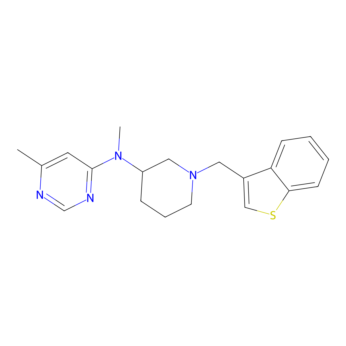 N-[1-(1-benzothiophen-3-ylmethyl)piperidin-3-yl]-N,6-dimethylpyrimidin-4-amine molecular structure, CAS 3054542-41-2