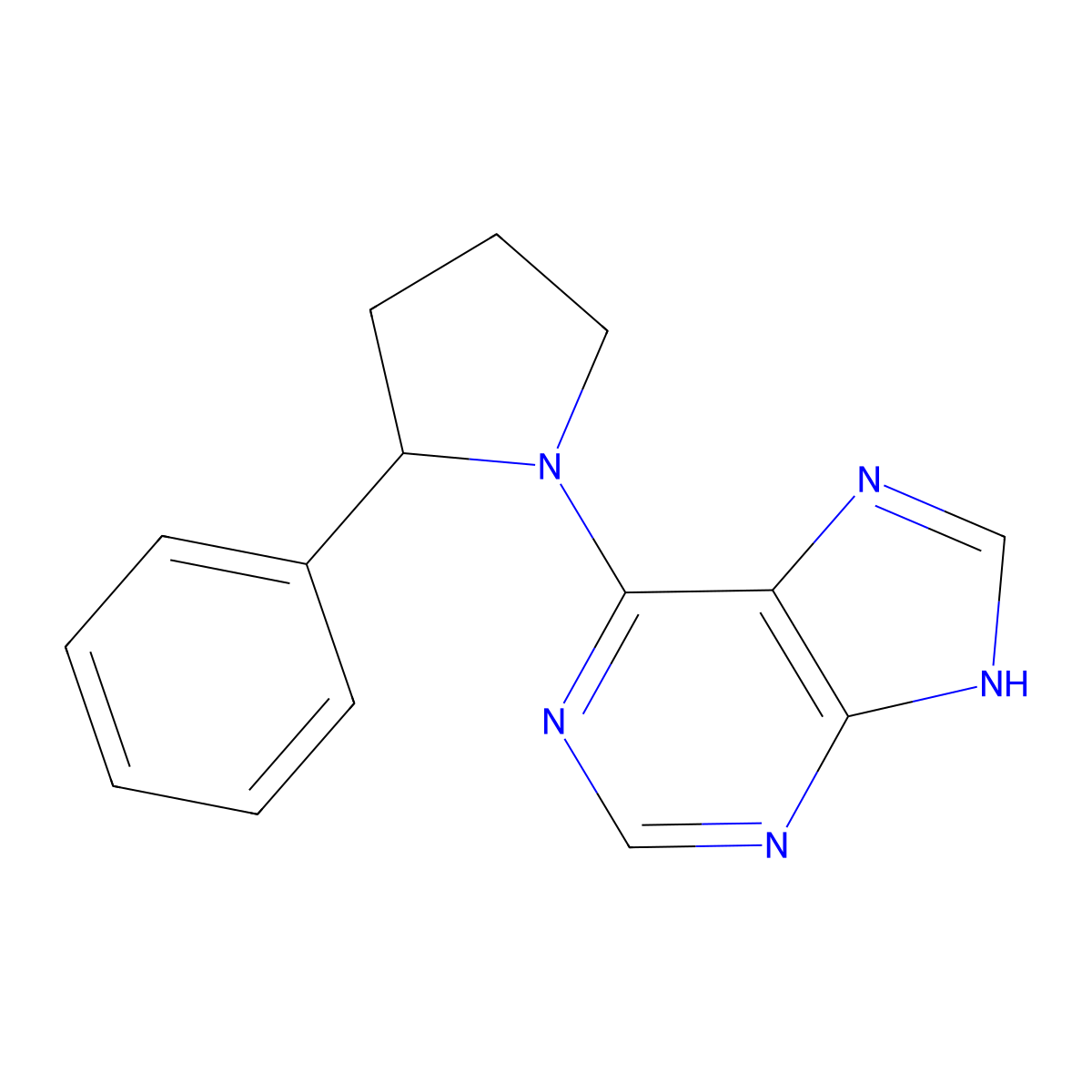 6-(2-phenylpyrrolidin-1-yl)-9H-purine molecular structure, CAS 3054542-42-3