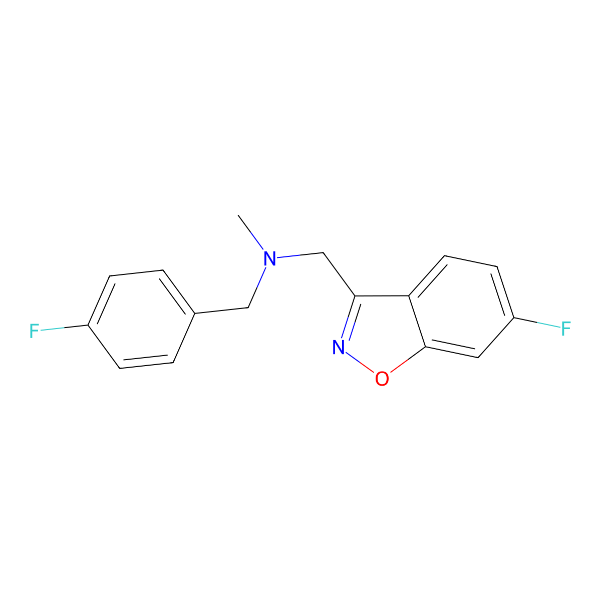 [(6-Fluoro-1,2-benzoxazol-3-yl)methyl][(4-fluorophenyl)methyl]methylamine molecular structure, CAS 3054542-48-9
