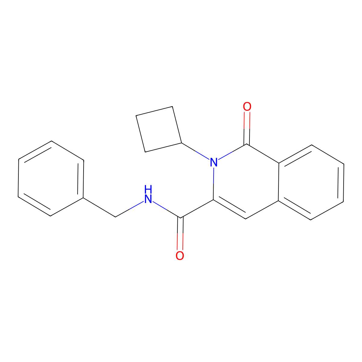 N-benzyl-2-cyclobutyl-1-oxo-1,2-dihydroisoquinoline-3-carboxamide molecular structure, CAS 3054542-57-0