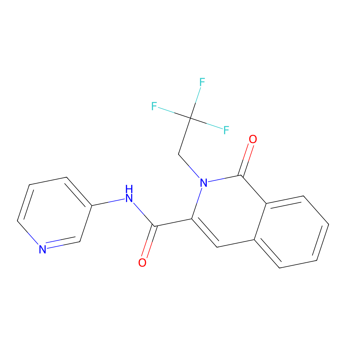 1-oxo-N-(pyridin-3-yl)-2-(2,2,2-trifluoroethyl)-1,2-dihydroisoquinoline-3-carboxamide molecular structure, CAS 3054542-59-2