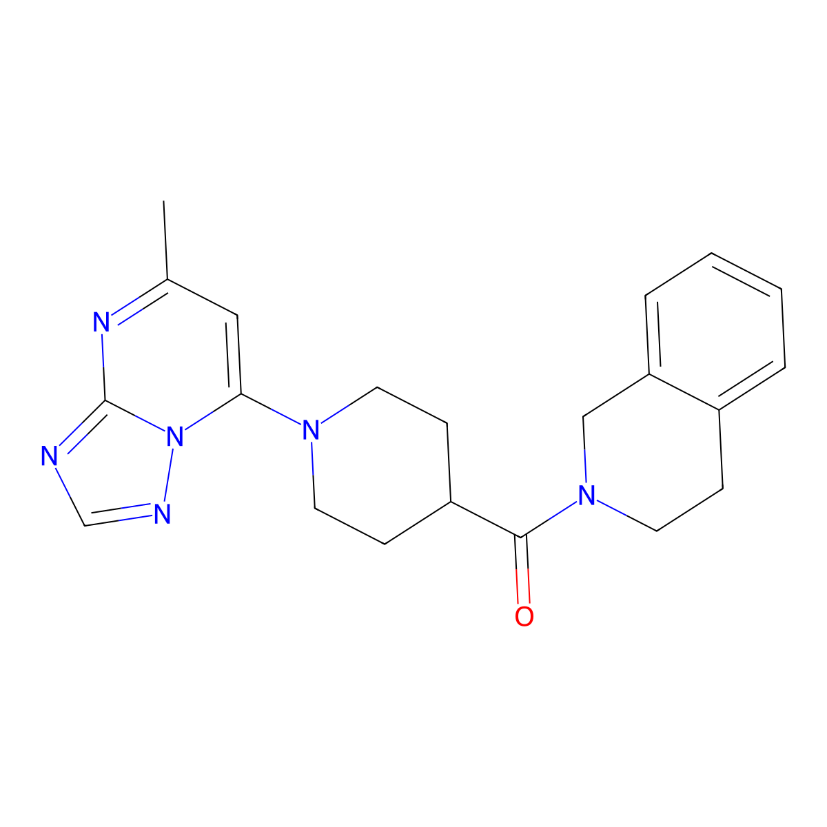 2-(1-{5-Methyl-[1,2,4]triazolo[1,5-a]pyrimidin-7-yl}piperidine-4-carbonyl)-1,2,3,4-tetrahydroisoquinoline molecular structure, CAS 3054542-65-0