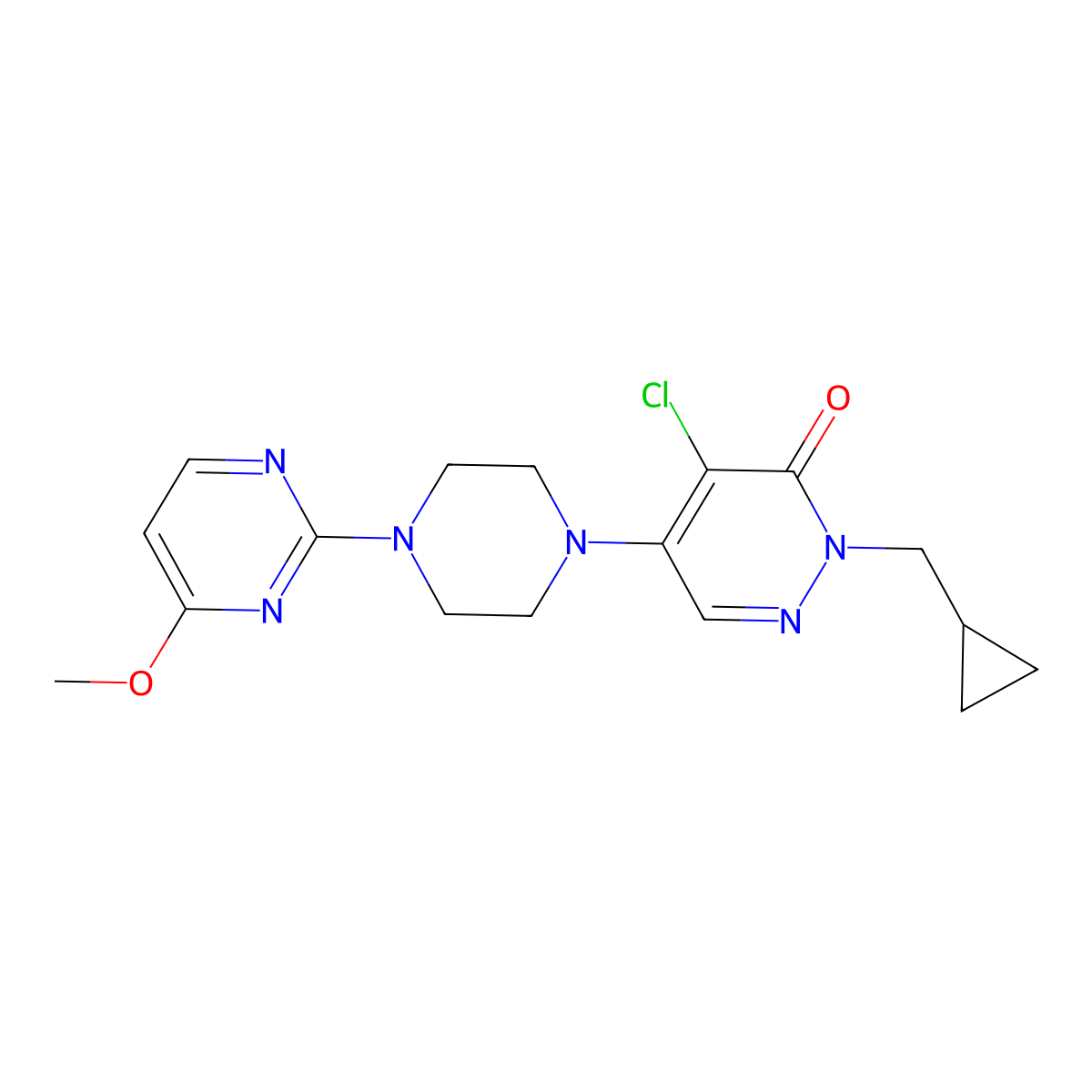 4-Chloro-2-(cyclopropylmethyl)-5-[4-(4-methoxypyrimidin-2-yl)piperazin-1-yl]-2,3-dihydropyridazin-3-one molecular structure, CAS 3054542-68-3
